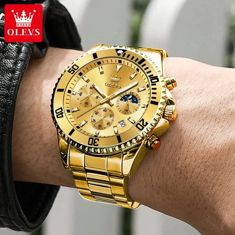 OLEVS Golden Stainless Steel Men's Watch
