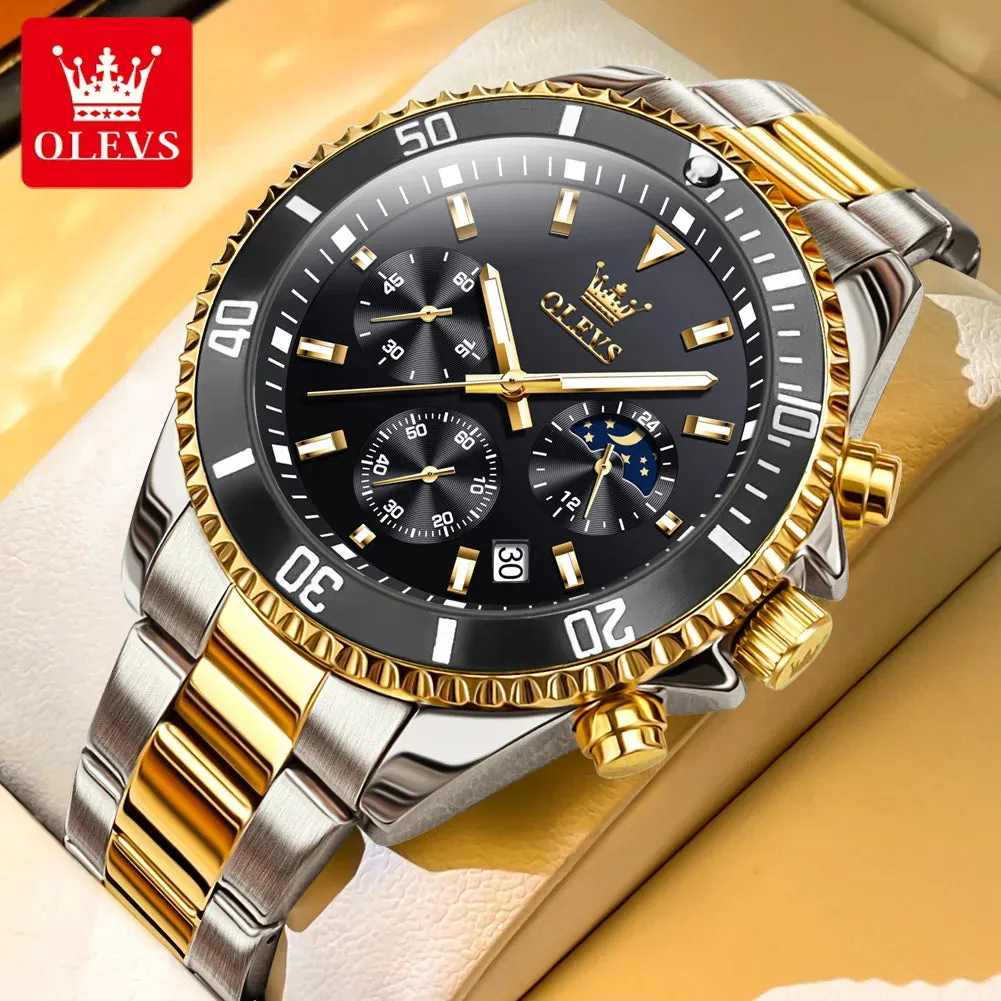 OLEVS Golden Stainless Steel Men's Watch