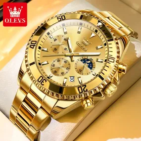 OLEVS Golden Stainless Steel Men's Watch