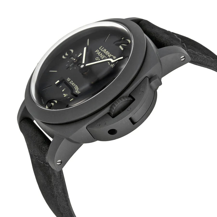 Panerai Luminor 1950 10 Days Black Dial Black Leather Men's Watch PAM00335