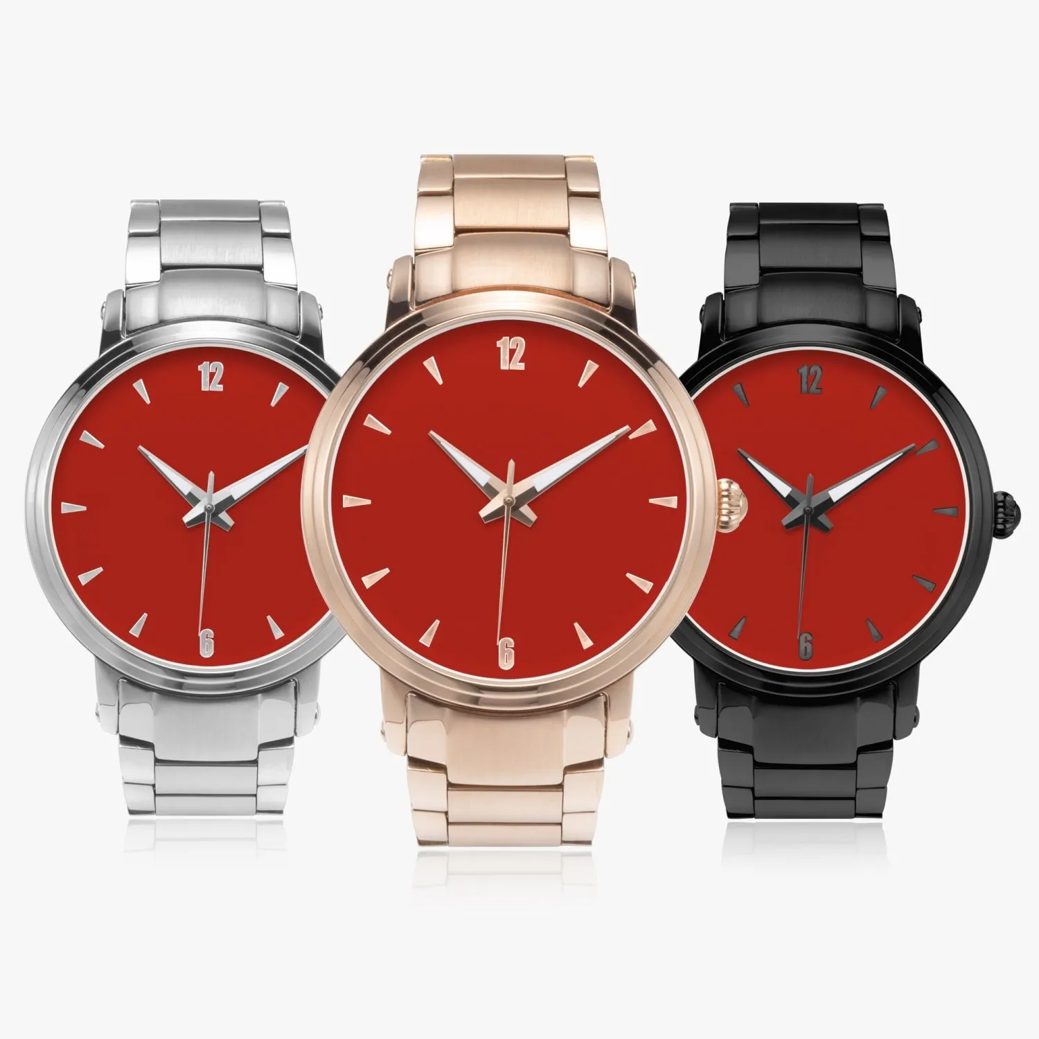 Red Face Customizable New Steel Strap Automatic Watch (With Indicators)