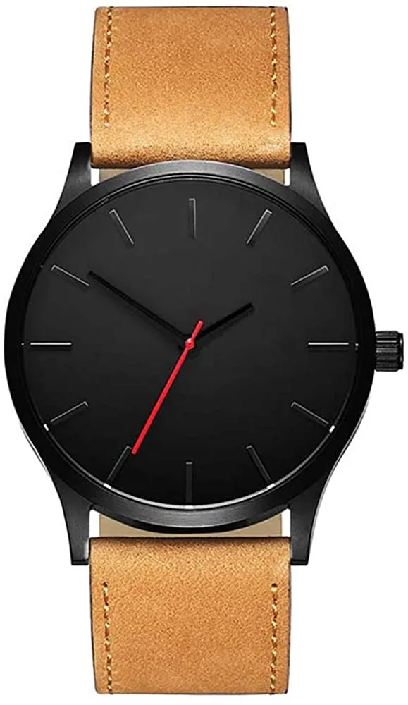 RMM Men's Popular Quartz Wristwatch,Classical Low-Key Minimalist Connotation Leather Watch