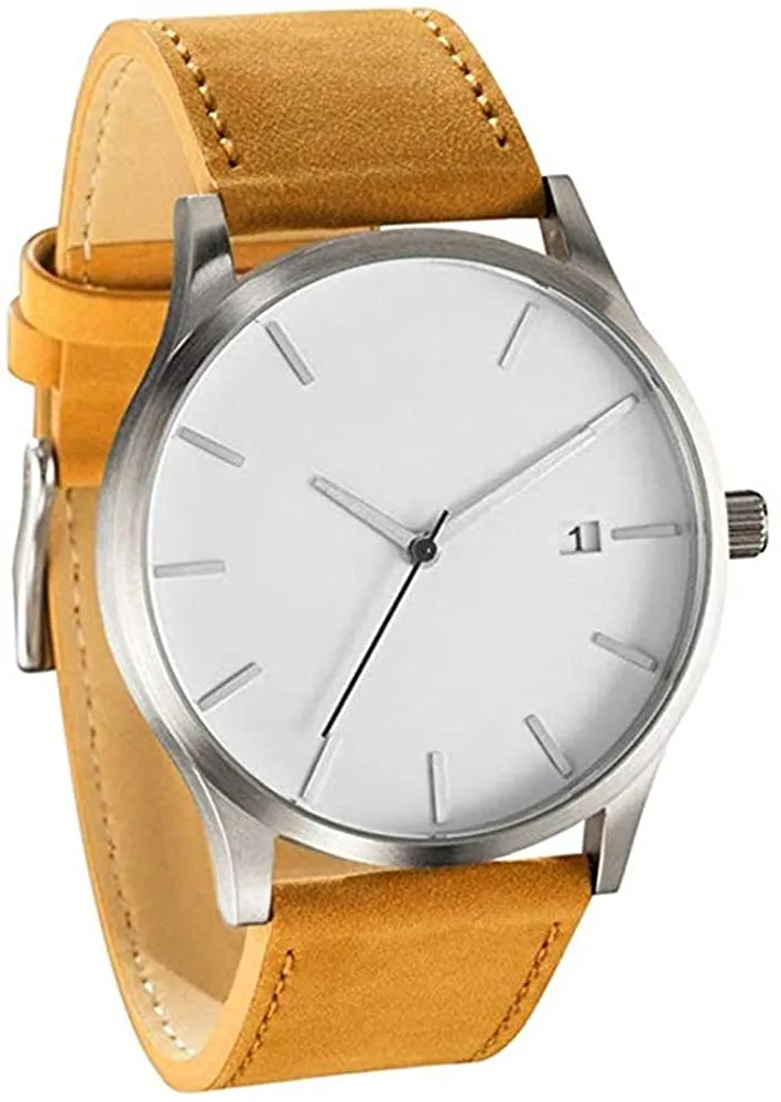 RMM Men's Popular Quartz Wristwatch,Classical Low-Key Minimalist Connotation Leather Watch