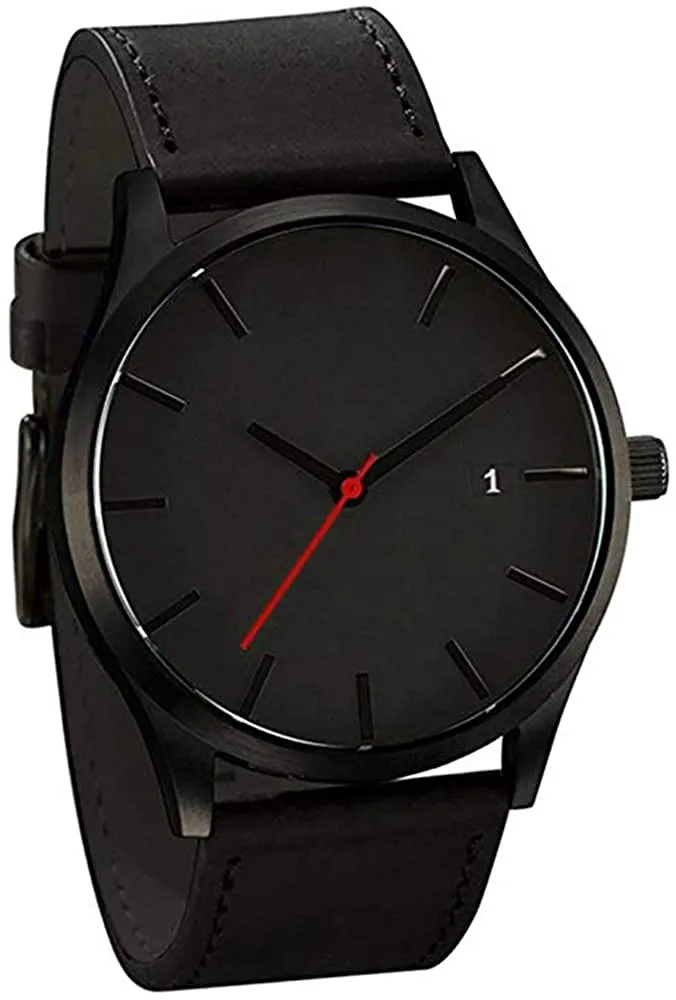 RMM Men's Popular Quartz Wristwatch,Classical Low-Key Minimalist Connotation Leather Watch