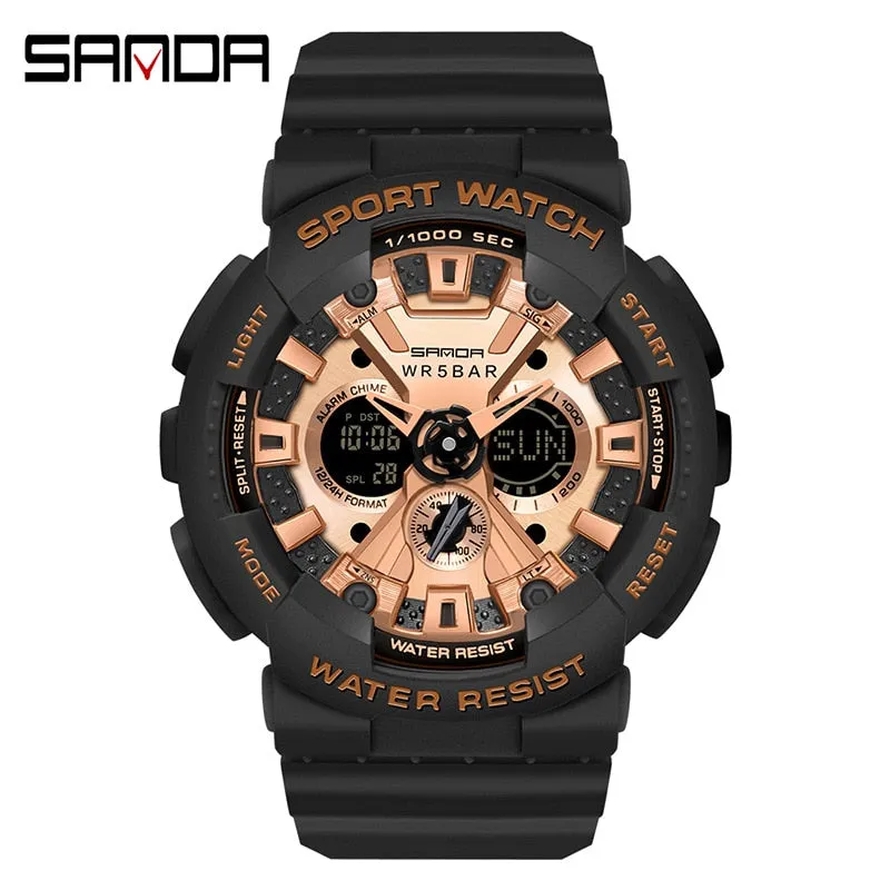 SANDA Women Men Watch Sports Dual Display 50M Waterproof Wrist Watch For Male Female Clock relogio feminino High Quality 2022