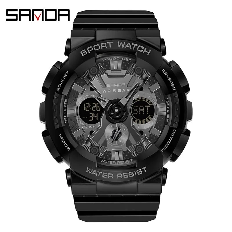 SANDA Women Men Watch Sports Dual Display 50M Waterproof Wrist Watch For Male Female Clock relogio feminino High Quality 2022