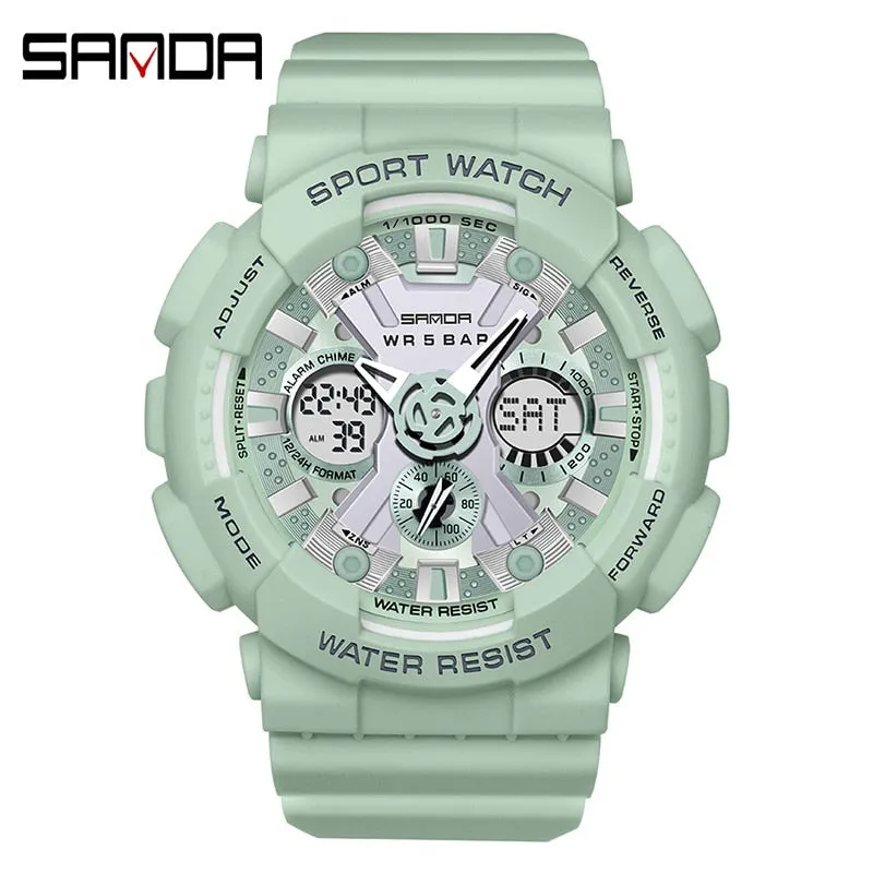 SANDA Women Men Watch Sports Dual Display 50M Waterproof Wrist Watch For Male Female Clock relogio feminino High Quality 2022