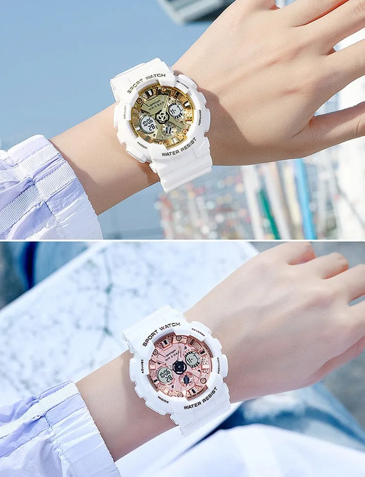 SANDA Women Men Watch Sports Dual Display 50M Waterproof Wrist Watch For Male Female Clock relogio feminino High Quality 2022