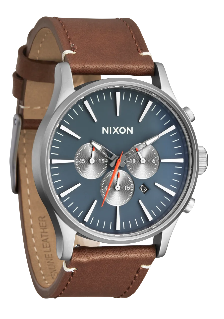 Sentry Chrono Leather - Lt Gunmetal / Basalt / Sienna