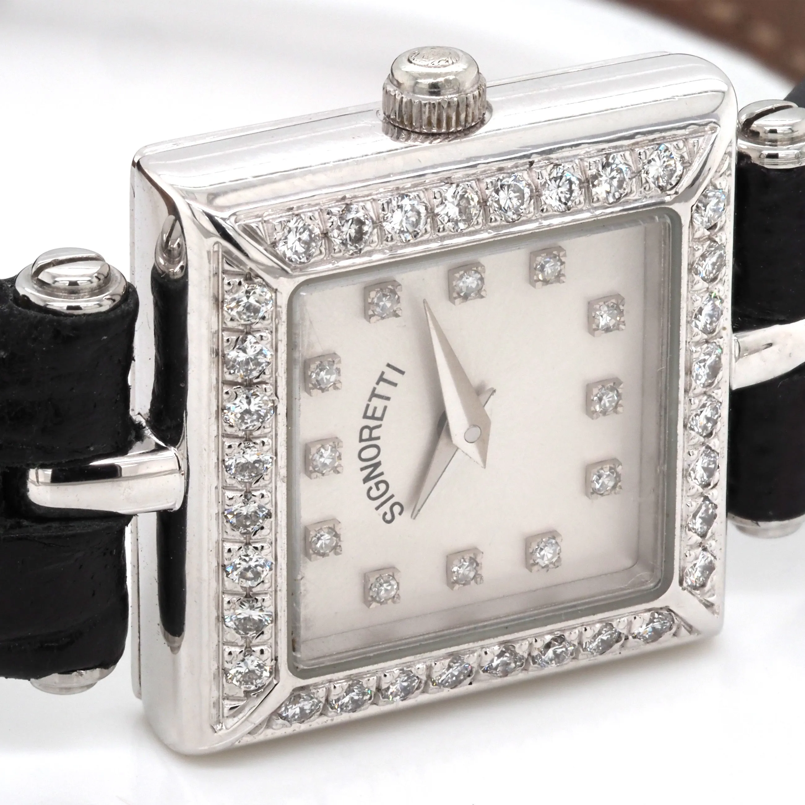 Signoretti 18ct White Gold Diamond-Set Ladies Quartz Cocktail Watch