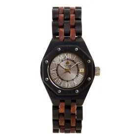 Tense Wood Mini Oregon Mens Wood Case and Bracelet Silver Dial Dark Sandalwood Watch - M5800DR