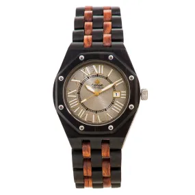Tense Wood Oregon Mens Wood Case and Bracelet Beige Dial Dark Sandalwood Watch - J5800DR