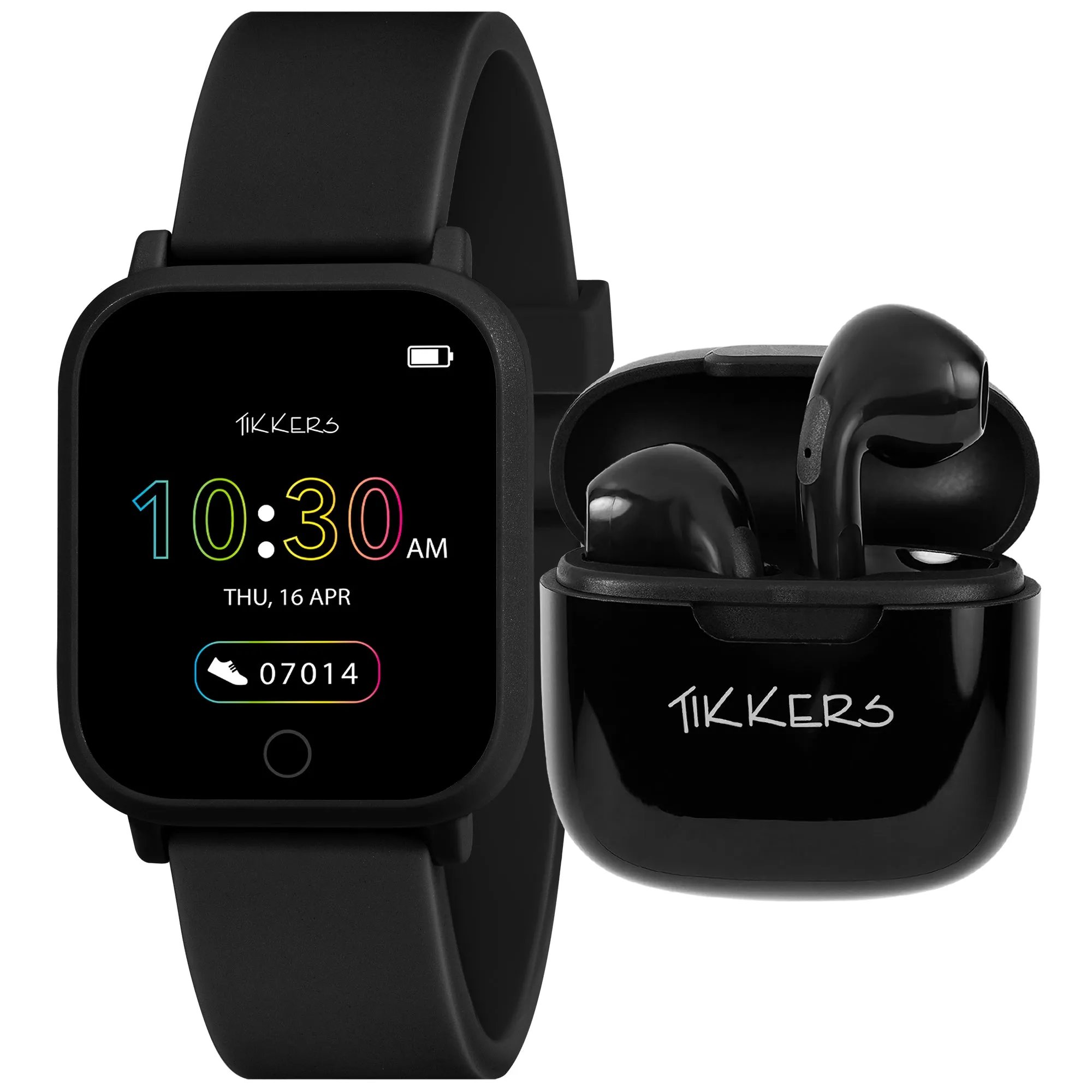 Tikkers Teen Series 10 Black smart Watch and Earbuds Set
