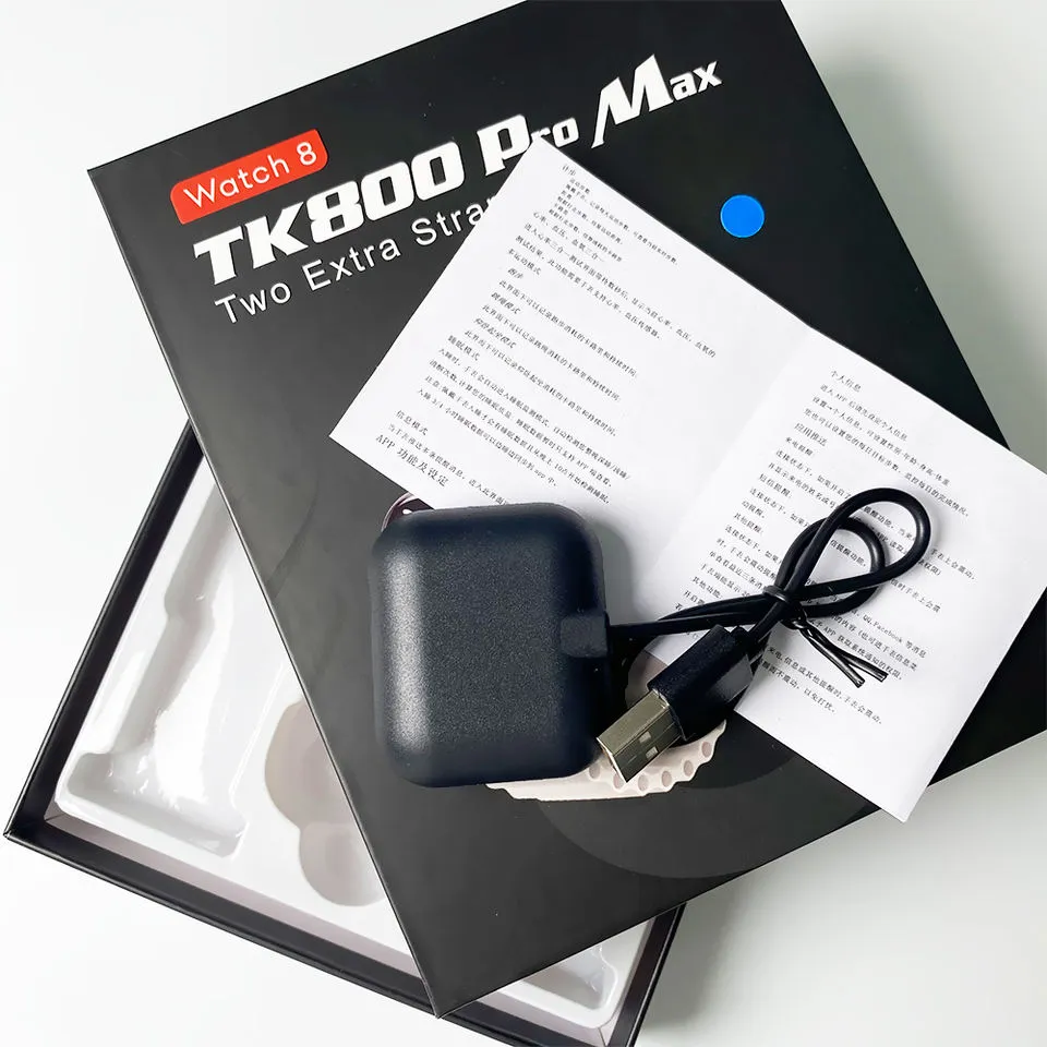 TK800 Pro Max Smart Watch 2 Straps With Earbuds Full Touch Fitness Tracker Combo Airpods and Smartwatch Series 8 Ultra