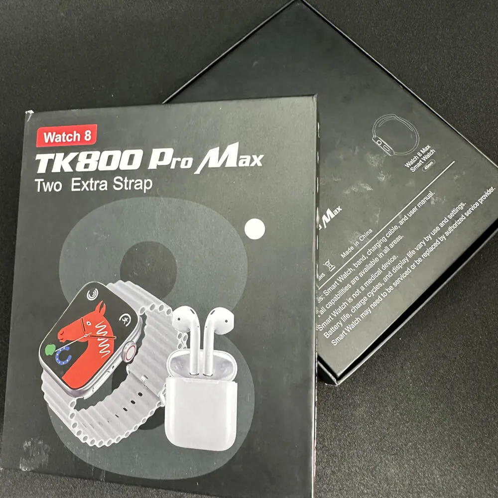 TK800 Pro Max Smart Watch 2 Straps With Earbuds Full Touch Fitness Tracker Combo Airpods and Smartwatch Series 8 Ultra