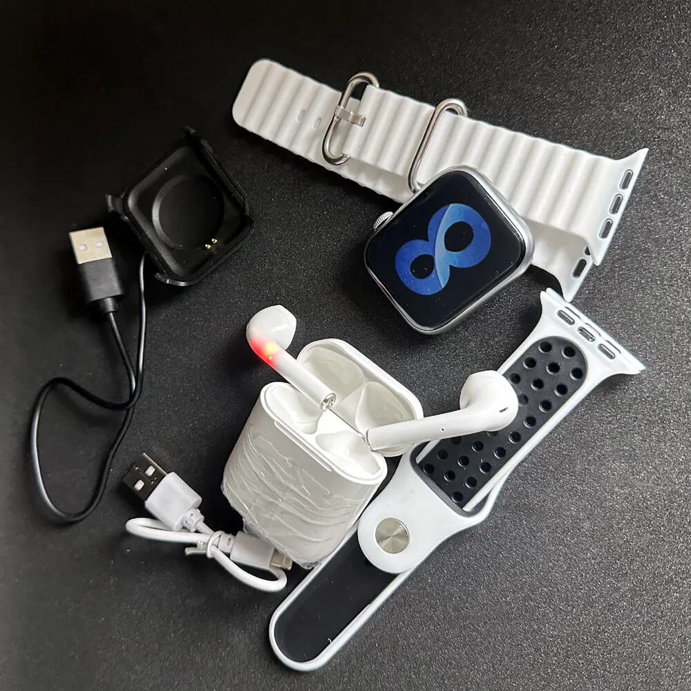 TK800 Pro Max Smart Watch 2 Straps With Earbuds Full Touch Fitness Tracker Combo Airpods and Smartwatch Series 8 Ultra