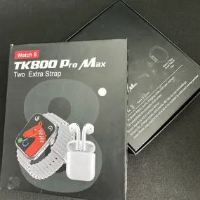 TK800 Pro Max Smart Watch 2 Straps With Earbuds Full Touch Fitness Tracker Combo Airpods and Smartwatch Series 8 Ultra