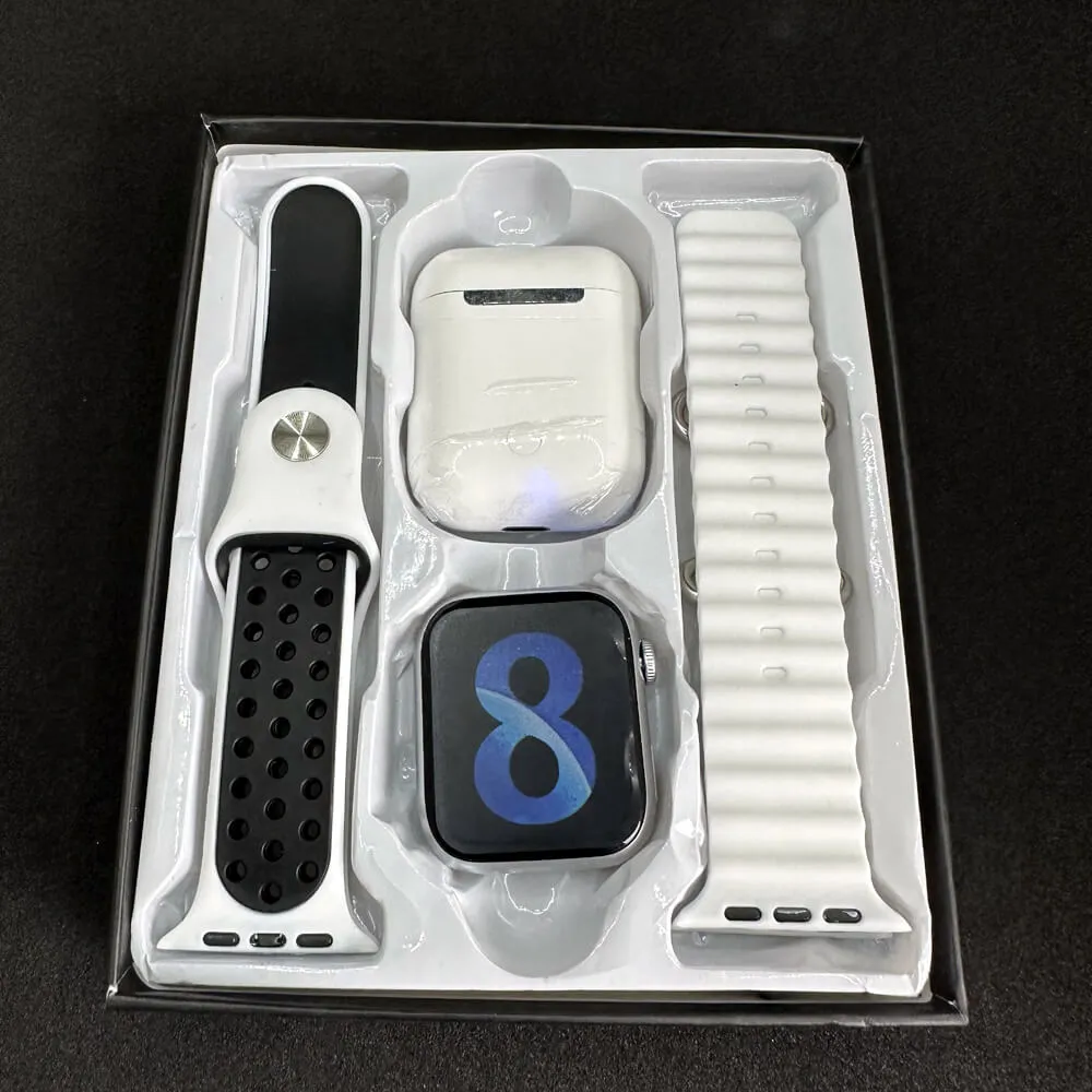 TK800 Pro Max Smart Watch 2 Straps With Earbuds Full Touch Fitness Tracker Combo Airpods and Smartwatch Series 8 Ultra