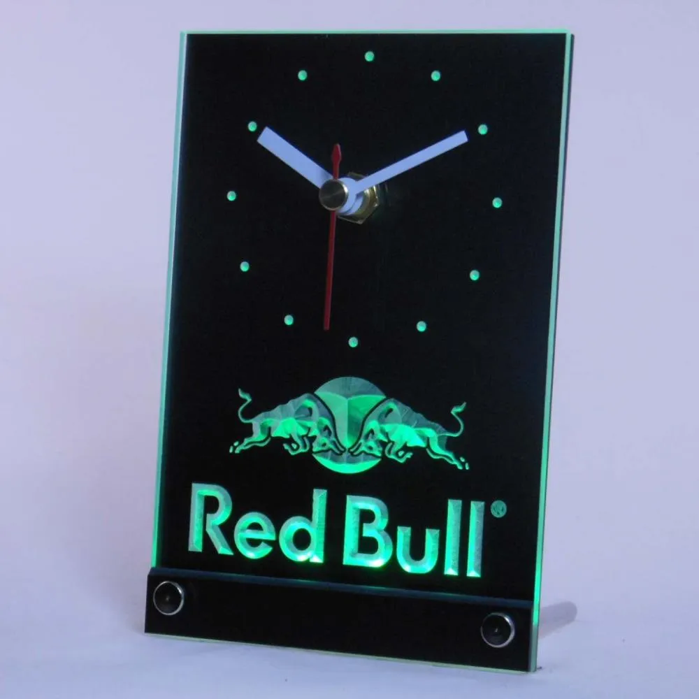 tnc0469 Bull Engergy Drink Table Desk 3D LED Clock