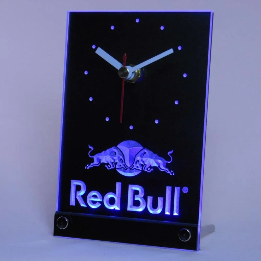 tnc0469 Bull Engergy Drink Table Desk 3D LED Clock