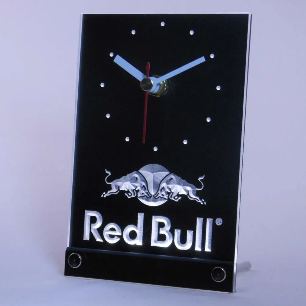 tnc0469 Bull Engergy Drink Table Desk 3D LED Clock