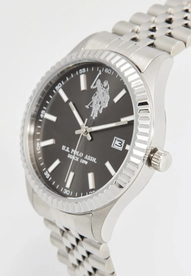 US POLO ASSN. MEN'S STAINLESS STEEL BAND WITH S.S. PERSONALIZED BUCKLE