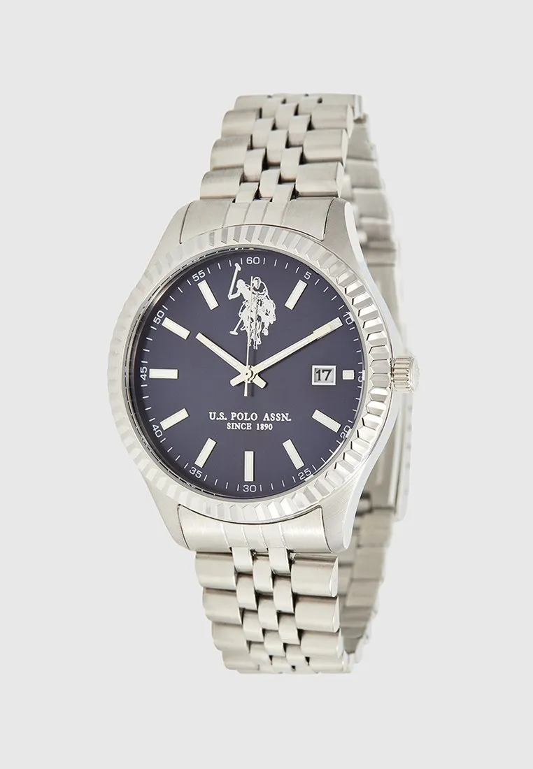 US POLO ASSN. MEN'S STAINLESS STEEL BAND WITH S.S. PERSONALIZED BUCKLE
