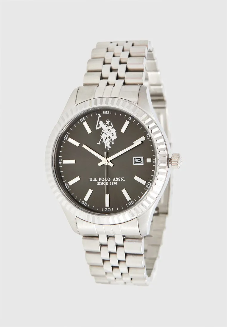 US POLO ASSN. MEN'S STAINLESS STEEL BAND WITH S.S. PERSONALIZED BUCKLE