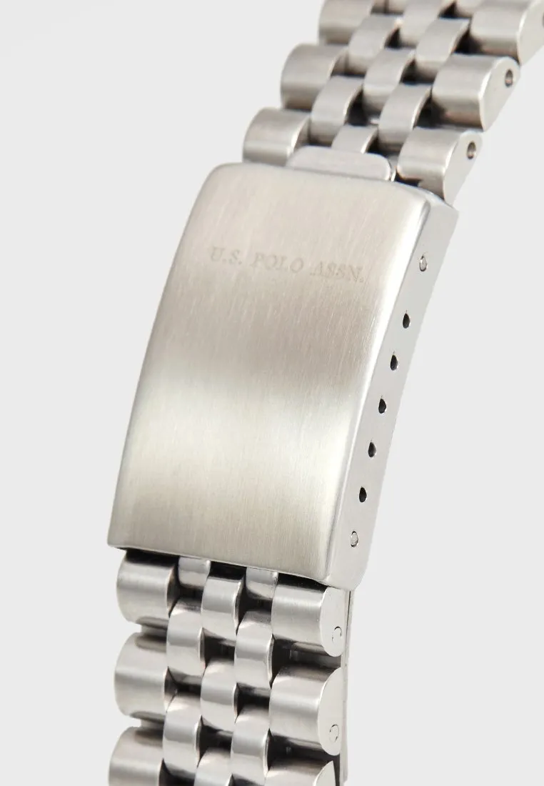 US POLO ASSN. MEN'S STAINLESS STEEL BAND WITH S.S. PERSONALIZED BUCKLE