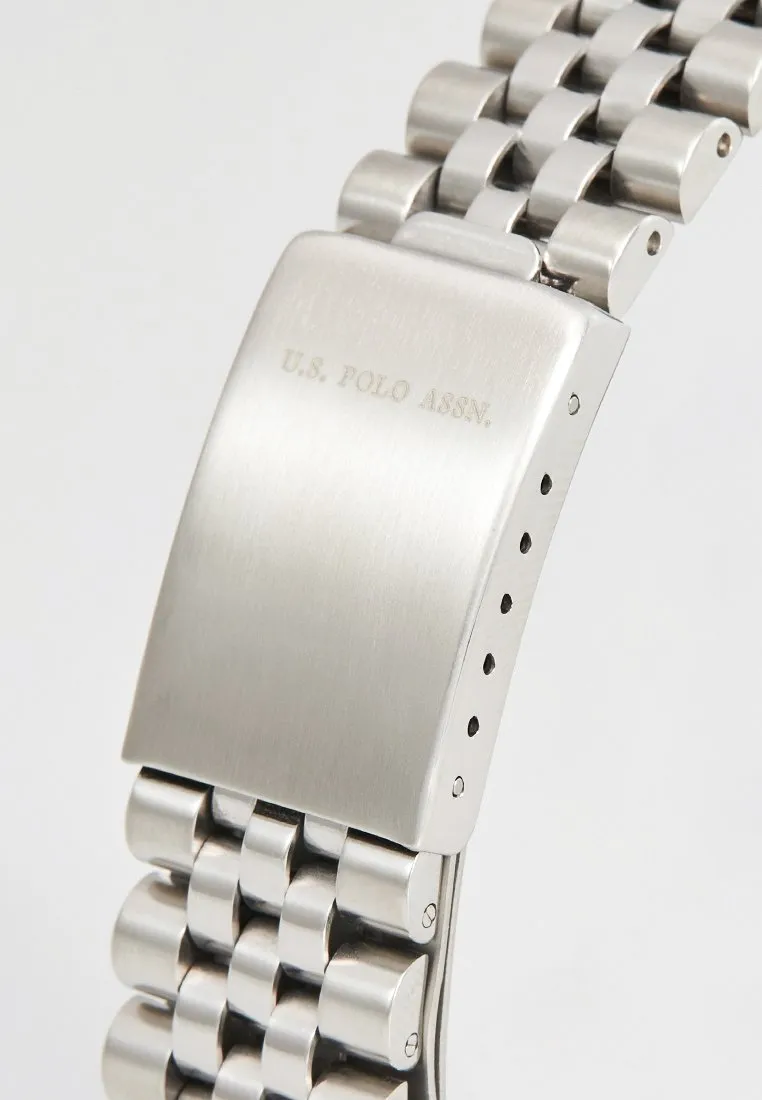 US POLO ASSN. MEN'S STAINLESS STEEL BAND WITH S.S. PERSONALIZED BUCKLE
