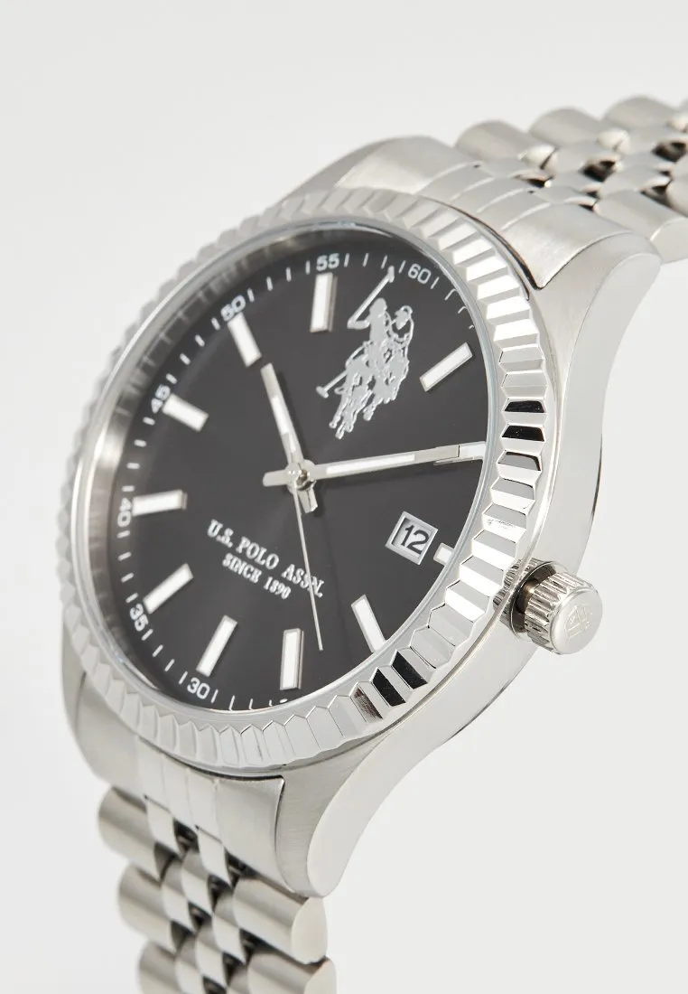 US POLO ASSN. MEN'S STAINLESS STEEL BAND WITH S.S. PERSONALIZED BUCKLE