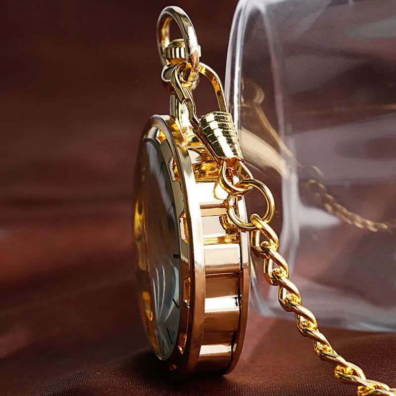 Vintage Steampunk Skeleton Mechanical Fob Pocket Pendant Hand-winding Men Chain Watch