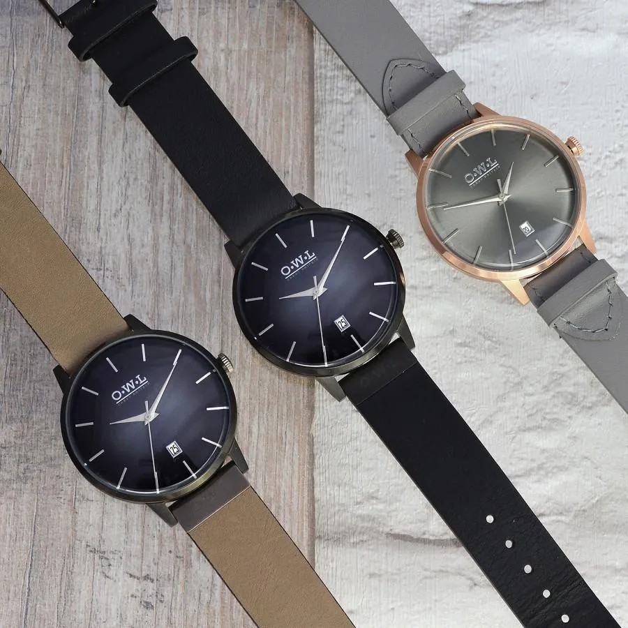 WALLOP GENTLEMAN'S BLACK LEATHER STRAP WATCH