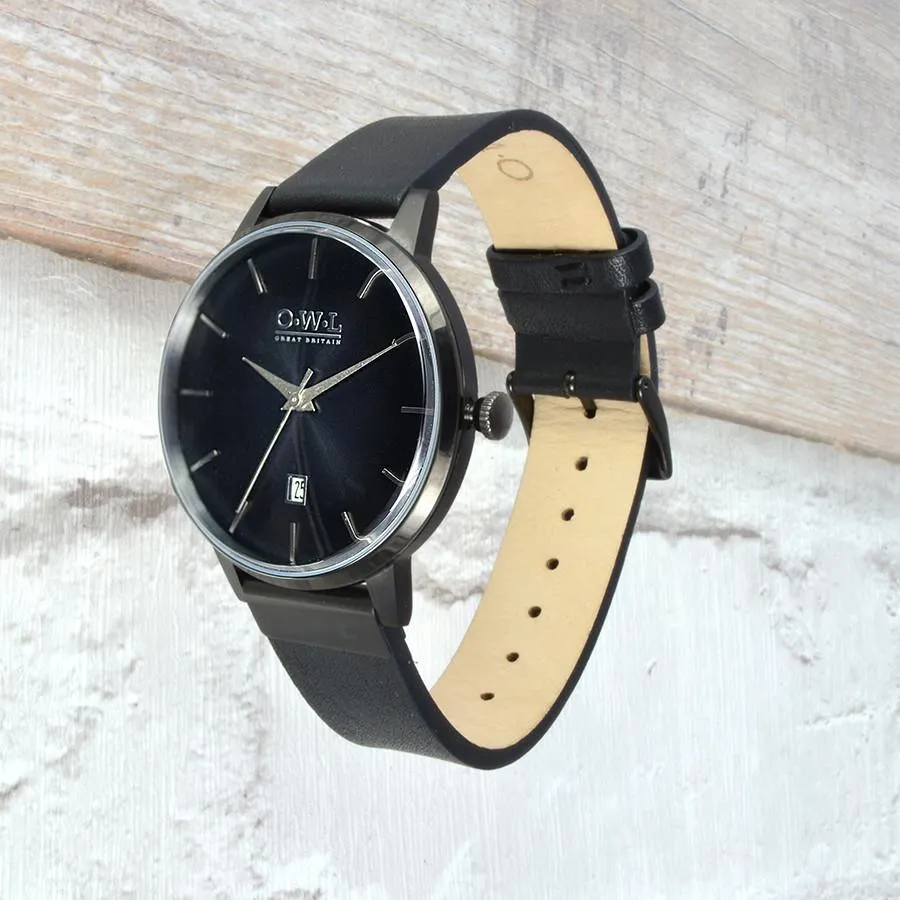 WALLOP GENTLEMAN'S BLACK LEATHER STRAP WATCH
